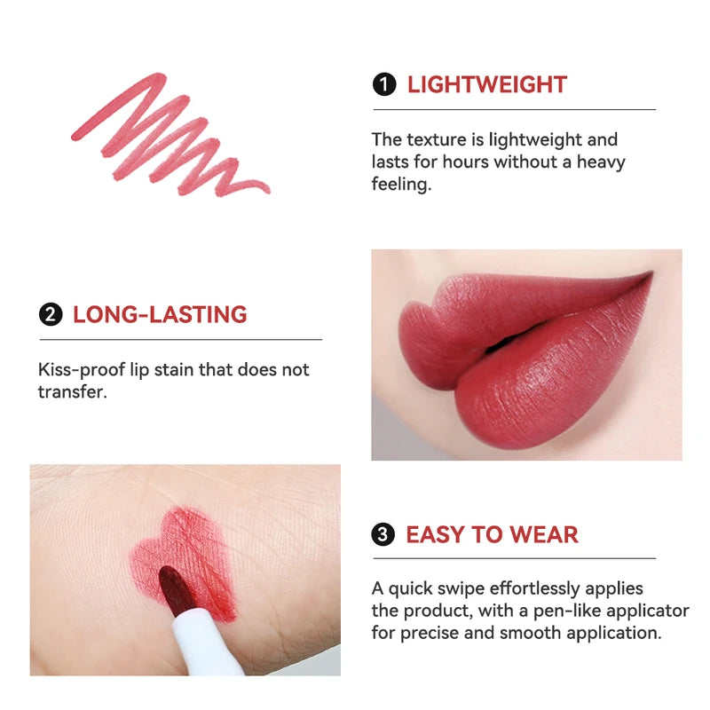 Waterproof Lip Stain Long Lasting Transferproof Lip Color Liquid Lip Tint Natural Daily Makeup