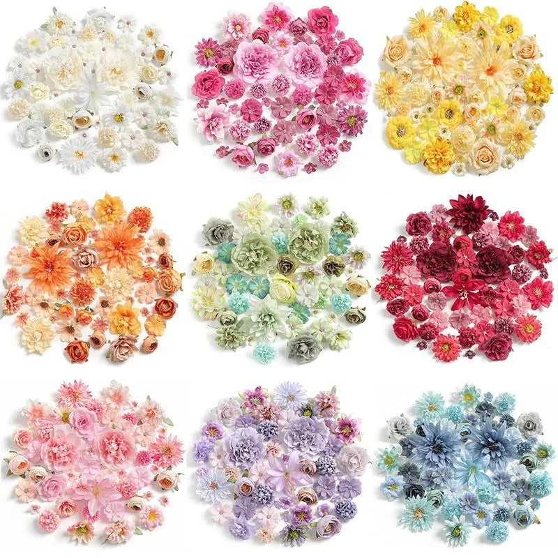 Artificial Flower Heads Mix Set for Home Decor Wedding Crafts - 21pcs