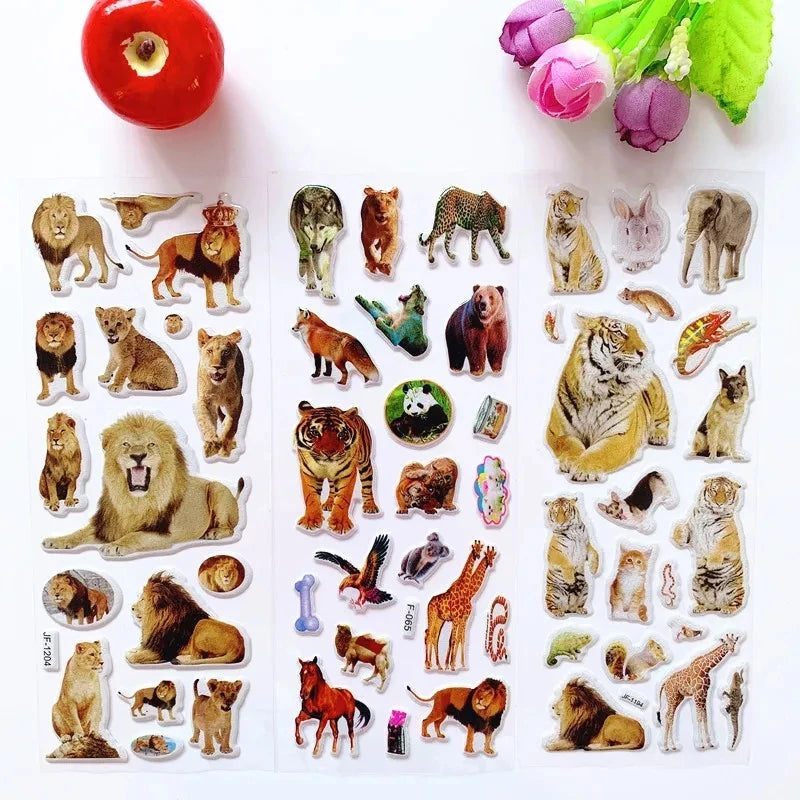 10 Sheets 3D Puffy Animal Stickers for Scrapbooking Kids Birthday Gifts