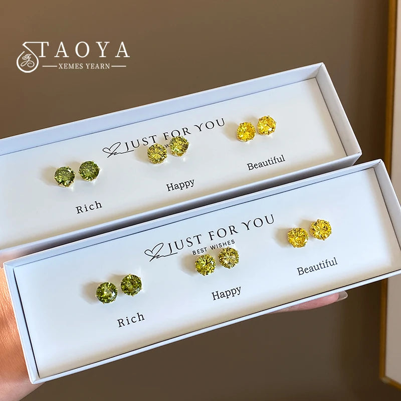 Luxury Zircon Earrings Set with Gift Box for Women - Elegant Jewelry Gift
