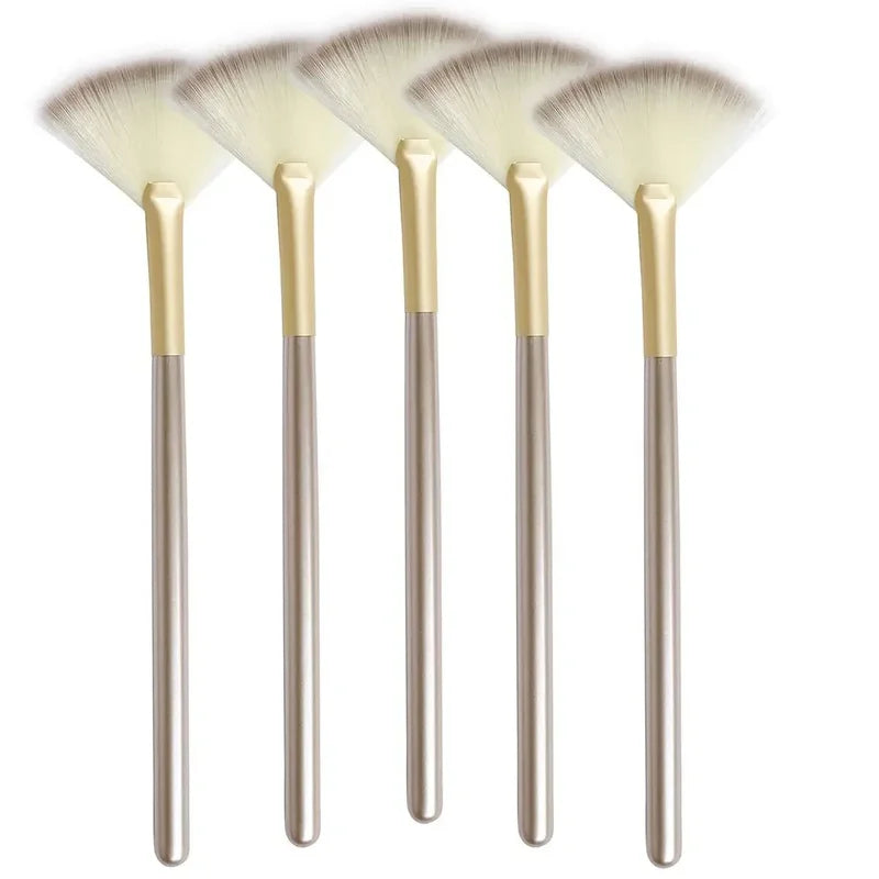 5-Piece Facial Makeup Brush Set with Wooden Handles and Soft Fiber for Glycolic Peel Masks