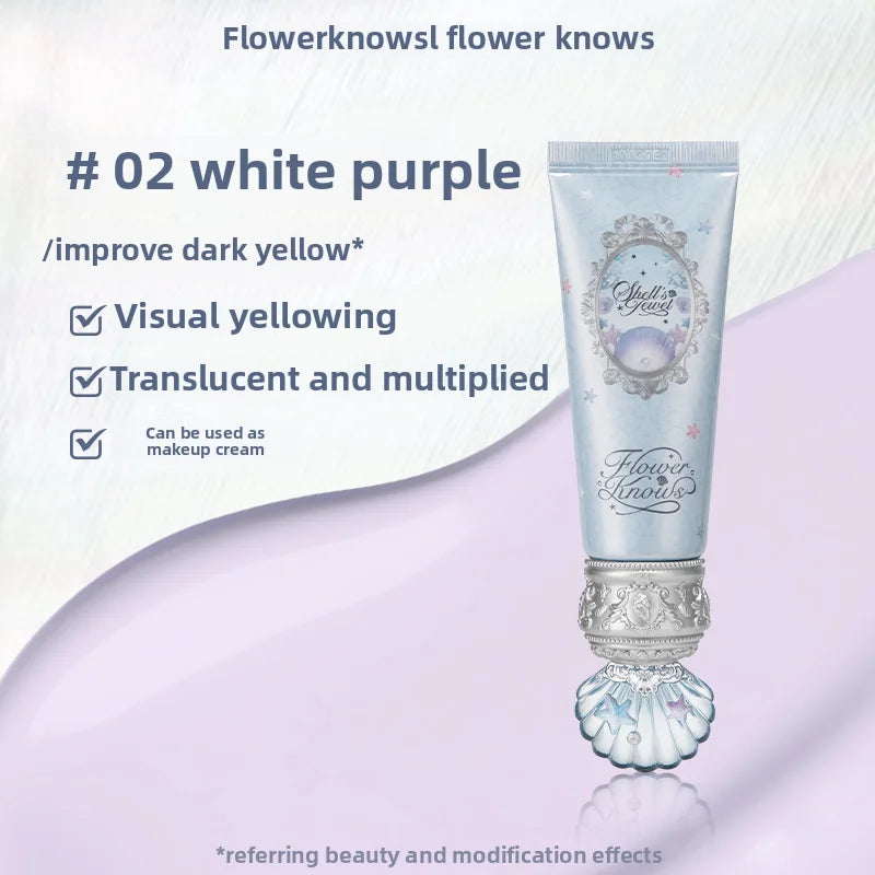 Colorful Makeup Primer Set with Pearl Flower Design - Brightening & Holding Base