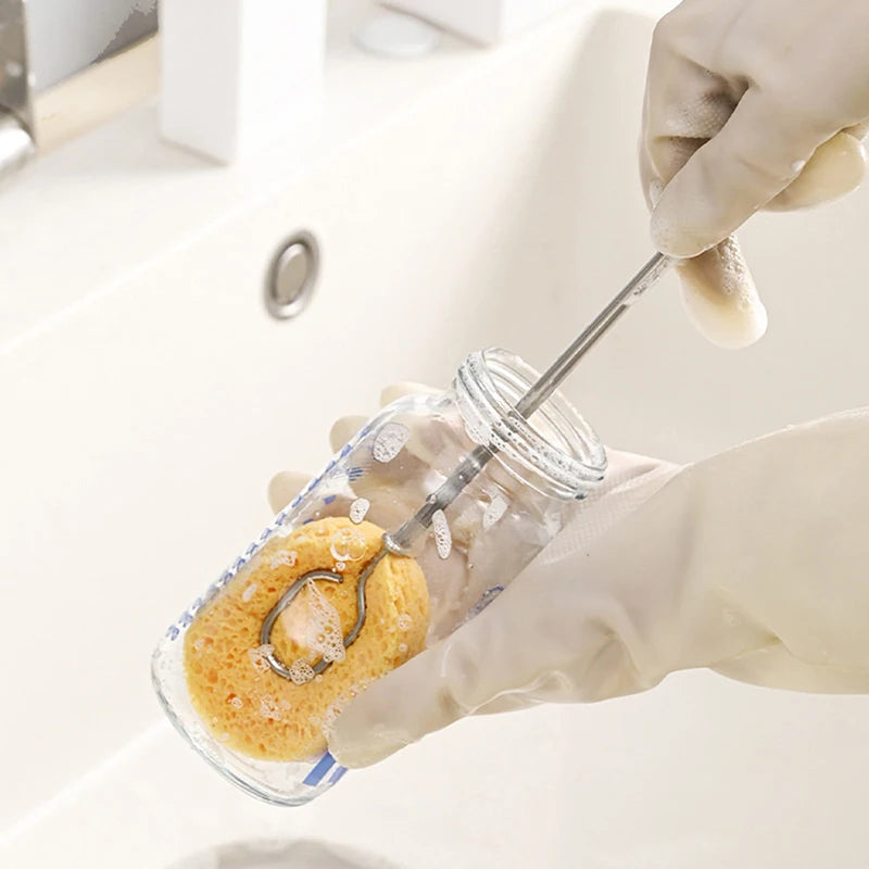 Stainless Steel Bottle Brush with Replaceable Sponge Head for Glass & Bottle Cleaning
