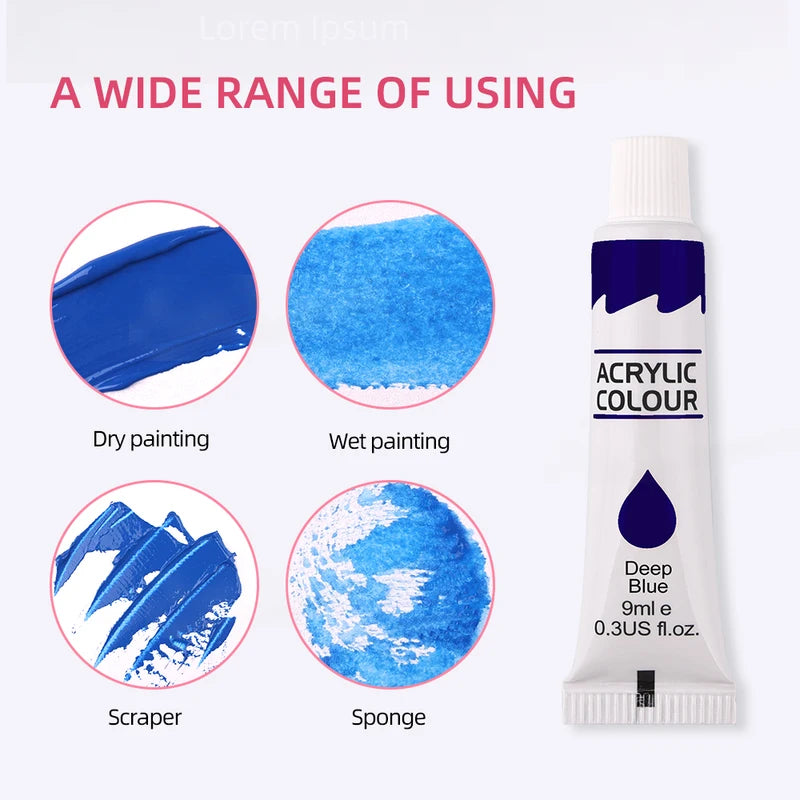 Acrylic Pigment Set 12 Colors for Art & Graffiti Painting - 9mL Wholesale