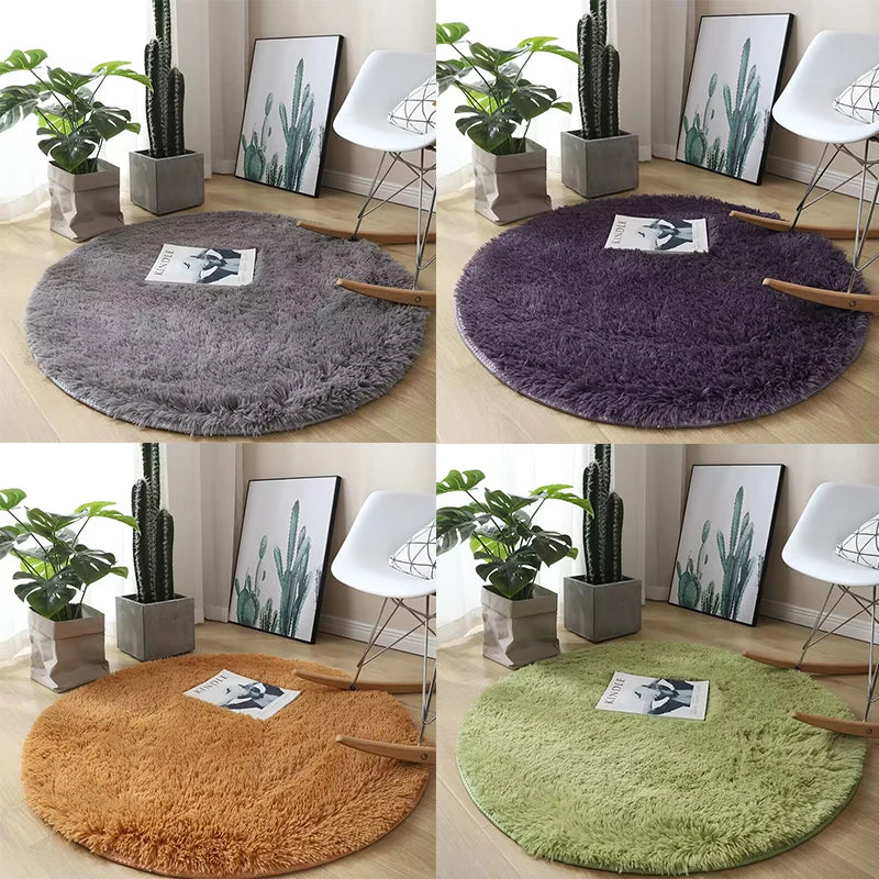 Plush Round Carpet for Living Room and Bedroom - Super Soft Fluffy Non-Slip Floor Mat