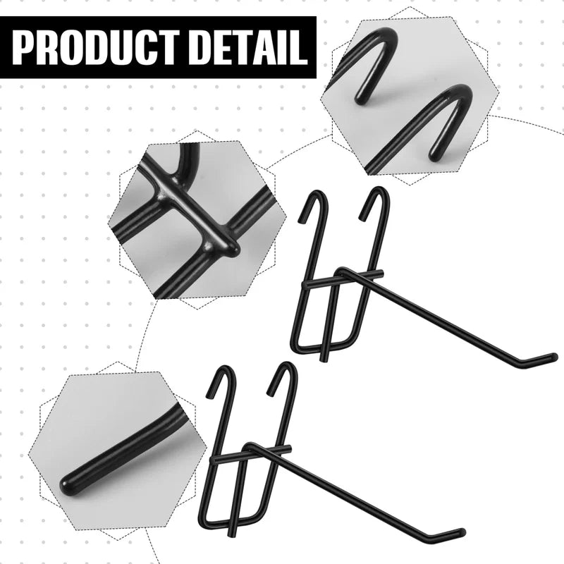 Heavy Duty Mesh Grid Hooks Set - Store Wall Mount Display Hangers for Retail & Garage
