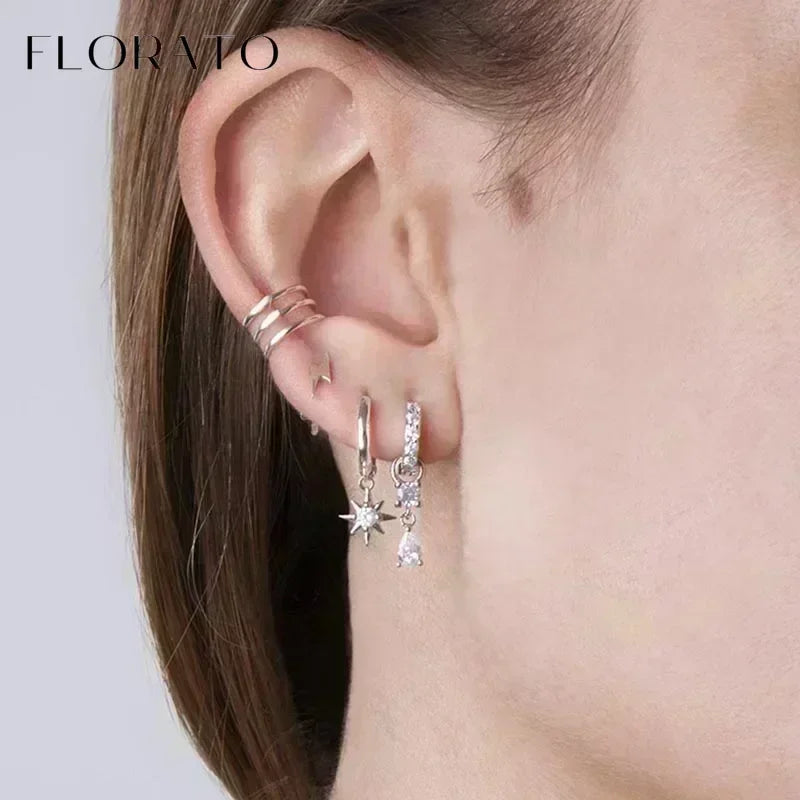 Sterling Silver Tassel Earrings with Zircon for Women Trendy Wedding Jewelry
