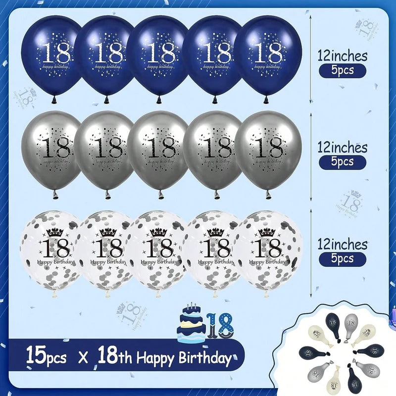 15Pcs 12 Inch Birthday & Anniversary Latex Balloons Party Decor Indoor Outdoor