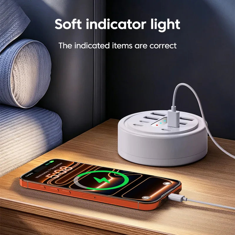 8-in-1 USB Power Strip Charging Station Wall Socket Adapter with 4 USB & 4 Type-C Ports