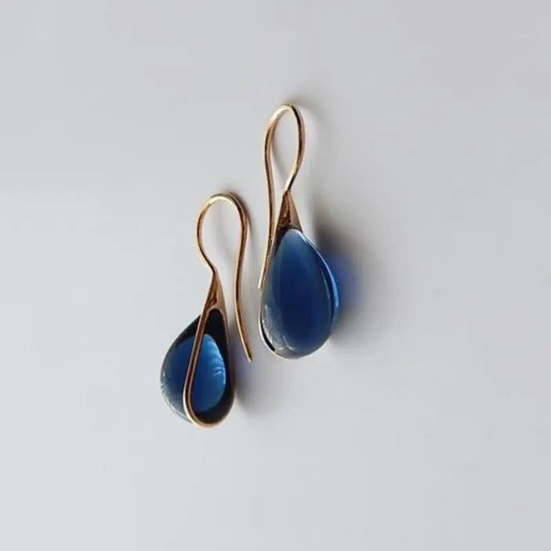 2 Pcs Colorful Faux Cat's Eye Earrings Gold & Multi-Color Fashion Jewelry