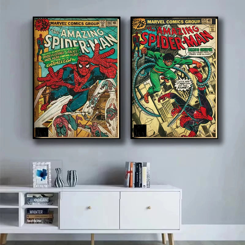 Anime Spider-Man Wall Art Poster for Kids Bedroom Home Decor Canvas Print