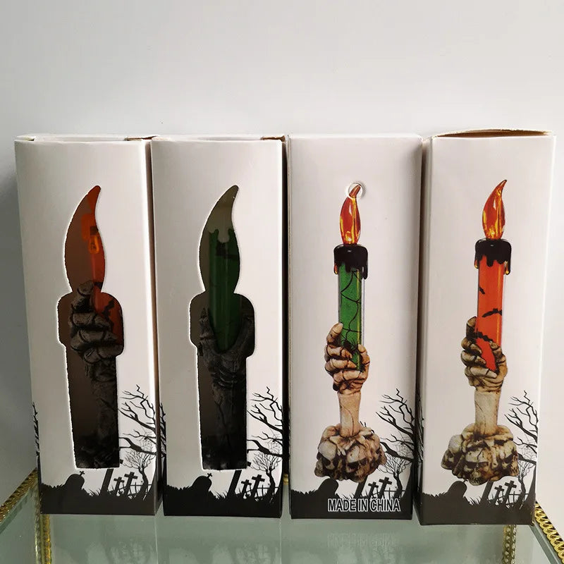 Halloween Skeletons and Ghost Party Candle Set - Fluorescence Yellow & Deep Sapphire