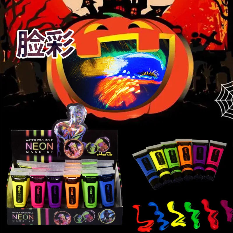 Multicolor Face and Body Paint Palette Neon Glitter for Festival Halloween Art Supplies