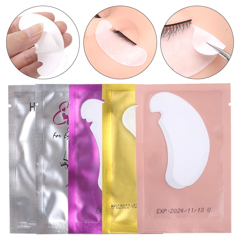 Gel Hydrogel Eye Mask Pads for Eyelash Extensions & Eye Care - 50 Pairs Bulk Set