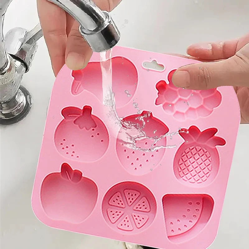 9-Cavity Fruit-Shaped Silicone Mold for Chocolate Candy and Ice Cubes