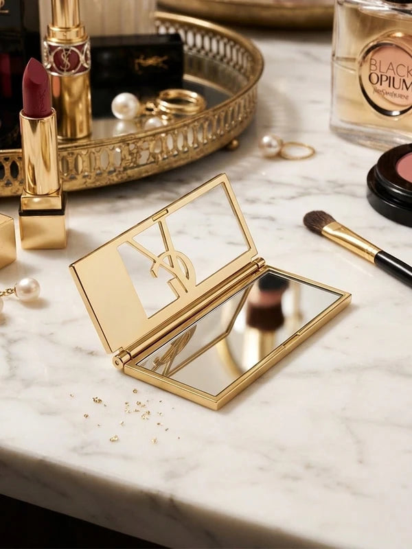 Gold Portable Folding Makeup Mirror Compact for Touch-Ups, Holiday Gift