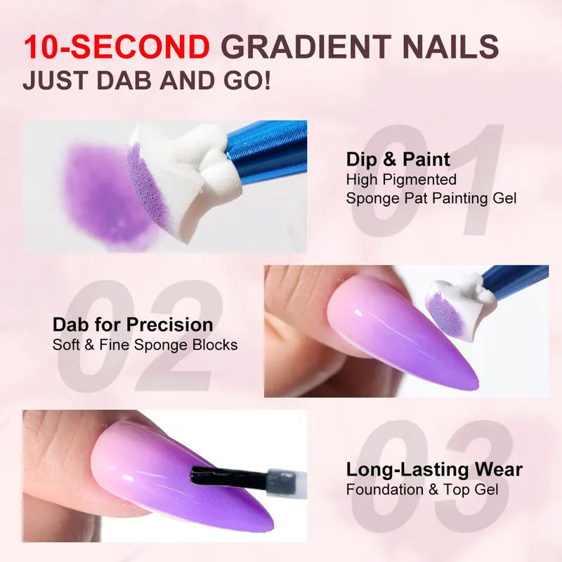 Gradient Painting Gel Nail Polish Kit for DIY Nail Art - Quick-Dry & Long-Lasting