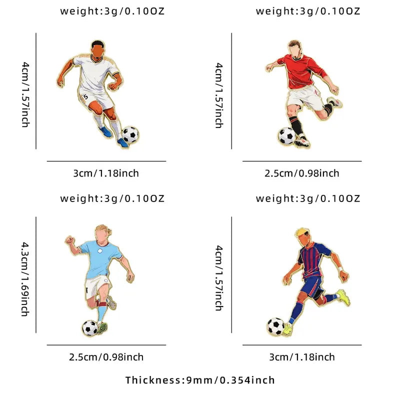 Sports Star Enamel Pins Set - Soccer & Basketball Athlete Metal Brooches, Decorative Pins for Fans