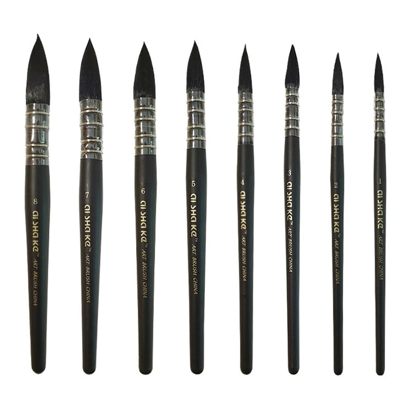 Professional Watercolor Paint Brush Set - Wooden Handles for Artists