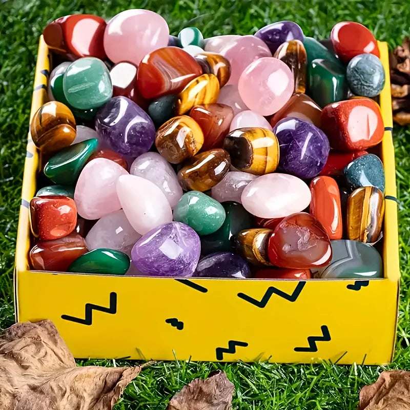 Natural Tumbled Stones & Crystal Mix - Decorative Gems for Jewelry & Crafts