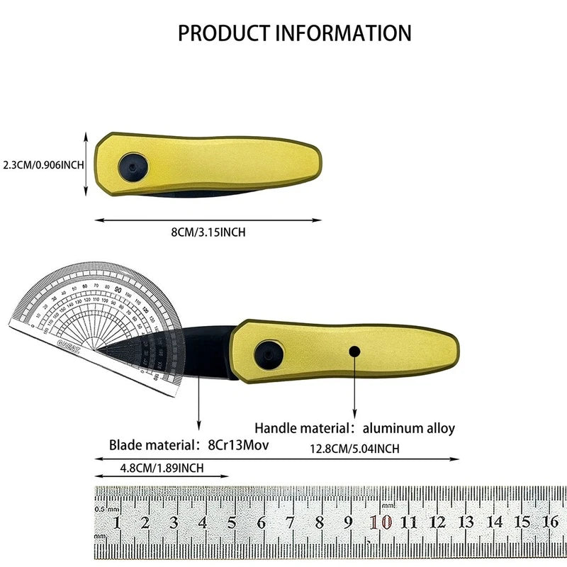Mini Folding Camping Knife with 8Cr13MoV Blade & Aluminum Handle - Portable Outdoor EDC Tool