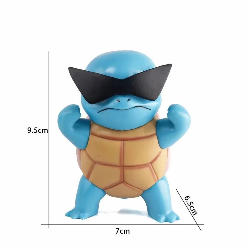 Pokemon Squirtle Action Figure PVC Model with Sun Glasses Collectible Toy for Kids and Gift