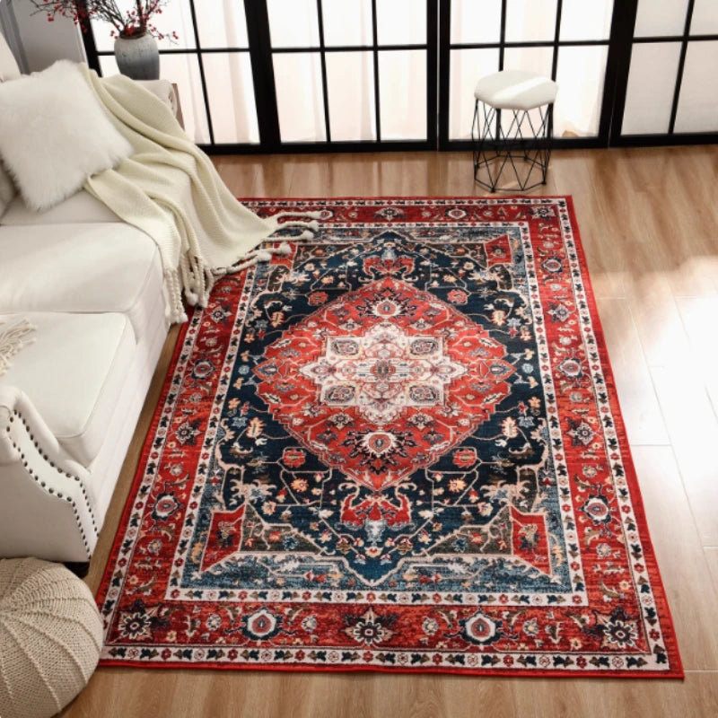 Large Retro Style Area Rug for Bedroom & Living Room - Washable Non-Slip Floor Mat