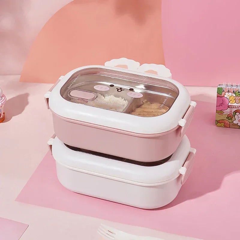 Kids Stainless Steel Bento Lunch Box with Rabbit Design, Portable & Sealed