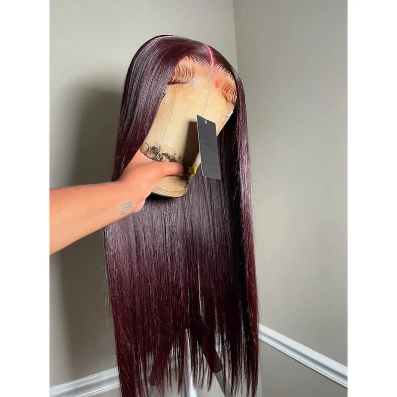 Burgundy Lace Front Wig 13x4 Straight 99J Colored Wigs with Baby Hair