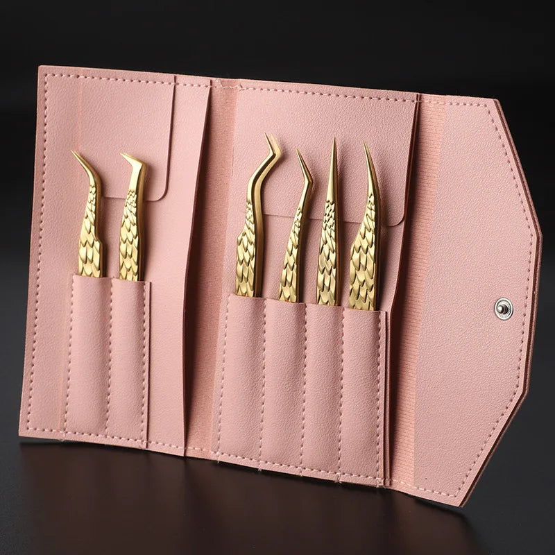 High-Precision False Eyelash Tweezers Set for Eyelash Extension & Nail Art - 6 Pcs