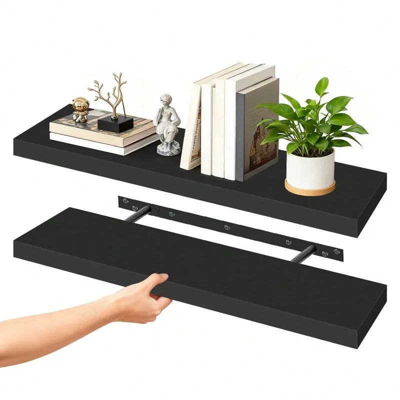 2-Pack Floating Wall Shelves 31.5in with Invisible Brackets for Bathroom Kitchen Living Room