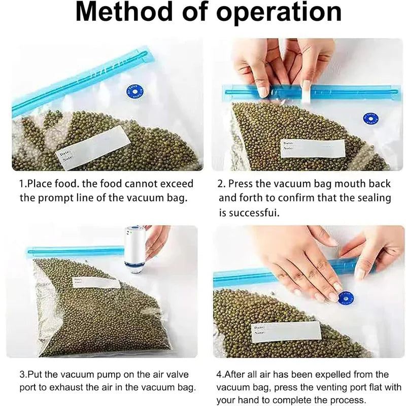 Reusable Vacuum Sealed Food Storage Bags for Microwave, Freezer, and Kitchen Use - Eco-Friendly & Tear Resistant