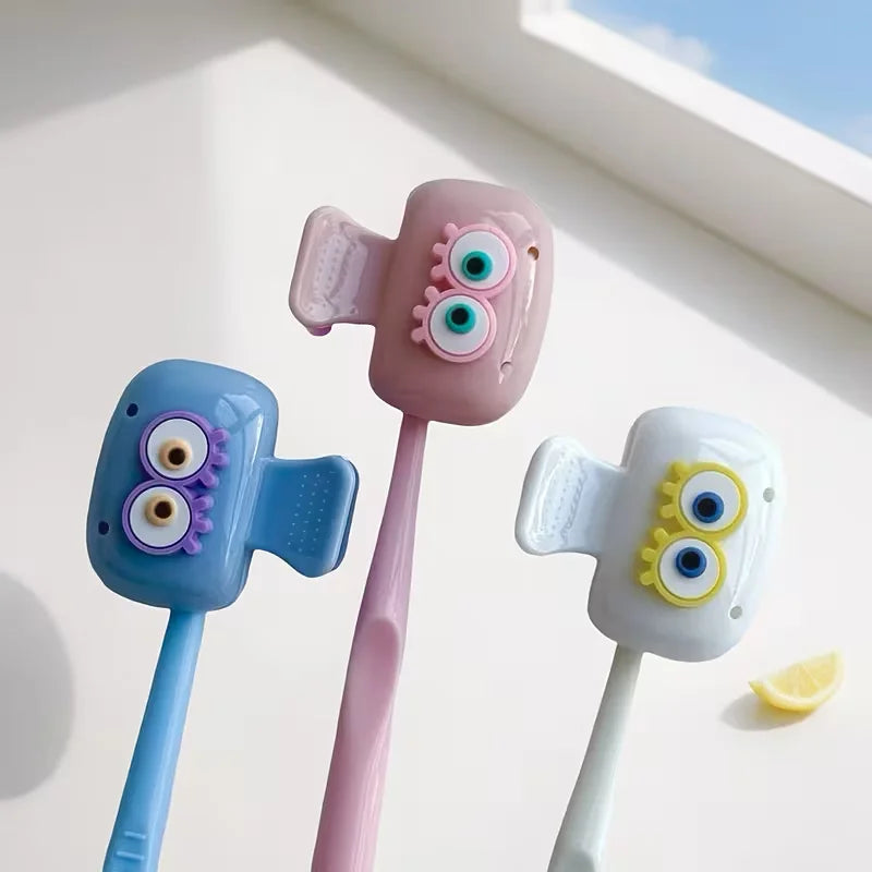 Cute Eye-Shaped Toothbrush Holders Set - Travel Dust-Proof Covers, 3 Pieces