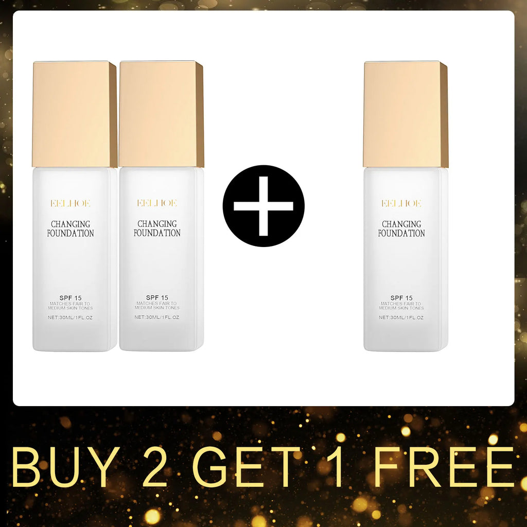 Color Change Foundation SPF 15 Waterproof Oil Control Face Makeup - Full Coverage