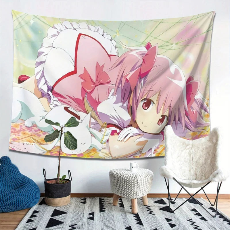 Anime Madoka Kaname Tapestry Wall Art for Bedroom & Living Room Decor