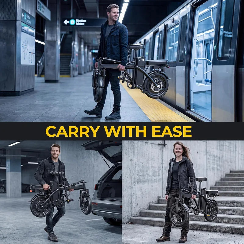 Foldable Electric Bike 500W Motor 48V Battery Max 22 MPH Range 30 Miles