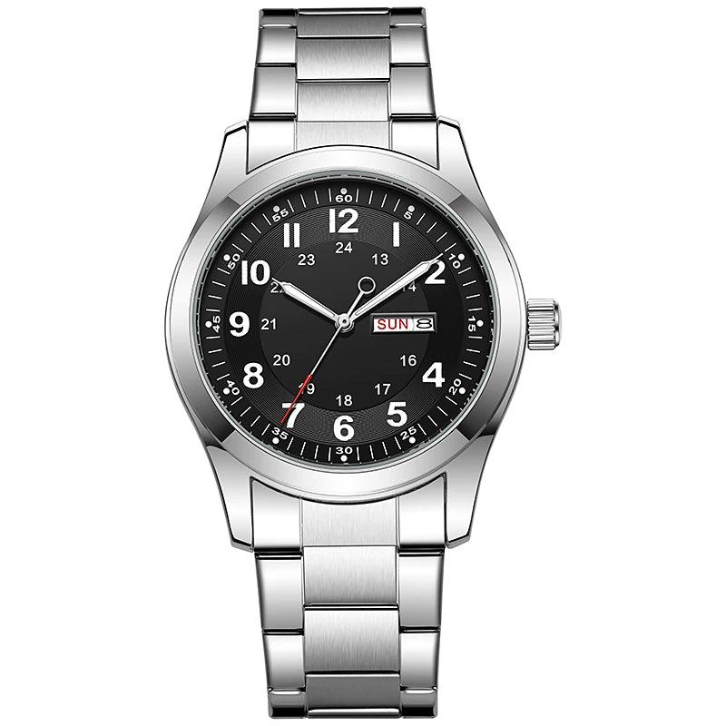 42mm Field Watch with Luminous Dial, Day Date, Water-Resistant Canvas Strap