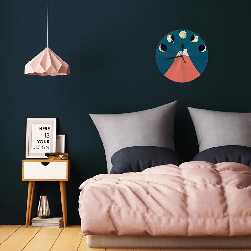 Silent Round Wall Clock for Bedroom Living Room Kitchen Home Decor - Cat Landscape 88