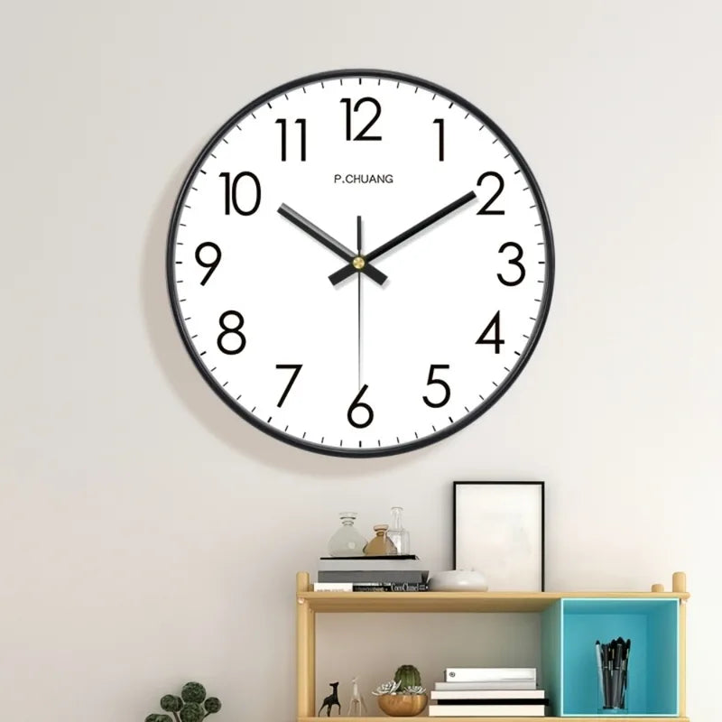 Silent Wall Clock with Large Digital Quartz Display for Living Room Bedroom Office