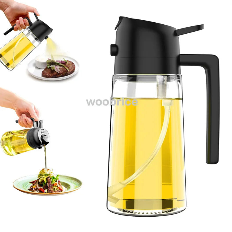 2-in-1 Oil Dispenser & Spray Bottle for Cooking with Adjustable Nozzle