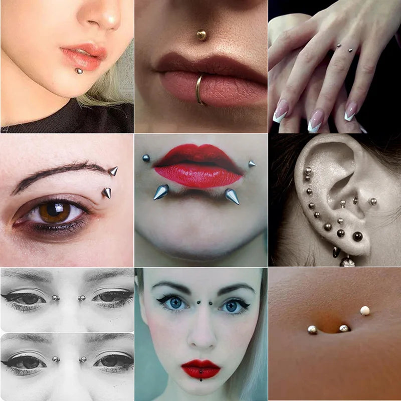 8pcs Fake Lip Nails & 50pcs Body Jewelry Stickers Non Piercing Earrings