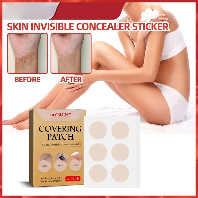 Invisible Scar and Tattoo Cover Stickers Waterproof Silicone Skin Patches 60pcs Set