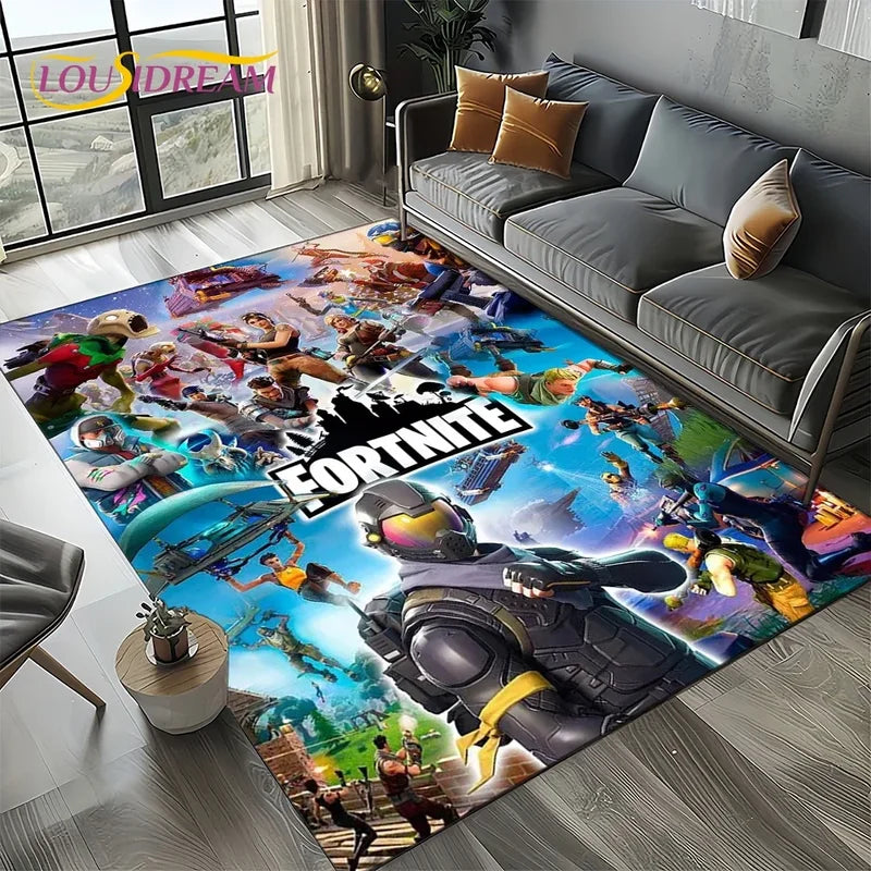 Cartoon Characters Gaming Rug for Kids Bedroom & Living Room - Non-slip Floor Mat