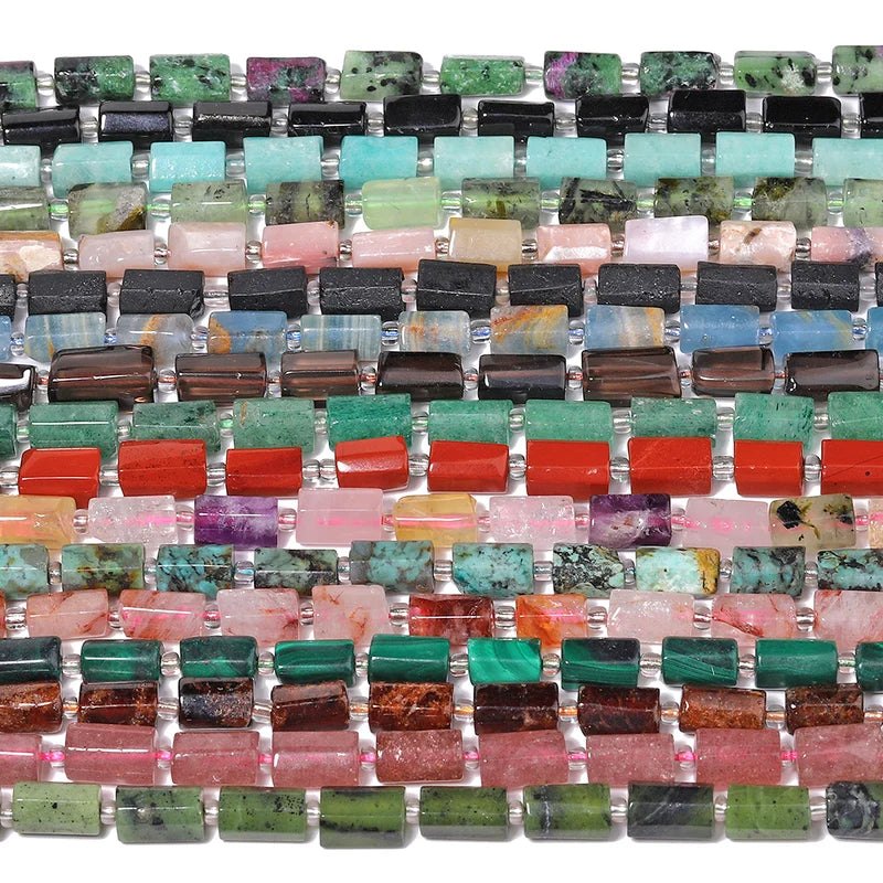 Natural Gem Beads Assortment - Garnet Amazonite Tourmaline 8-11mm Irregular Beads for Jewelry Making