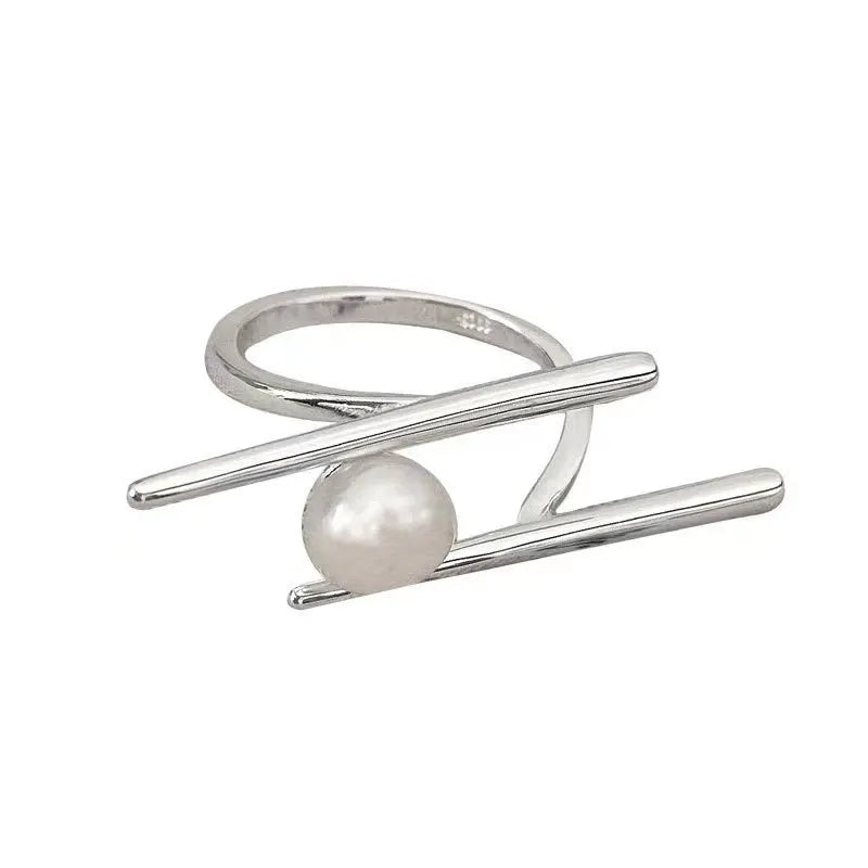 Silver Pearl Ring for Women - Vintage Handmade Jewelry Gift for Parties & Birthdays