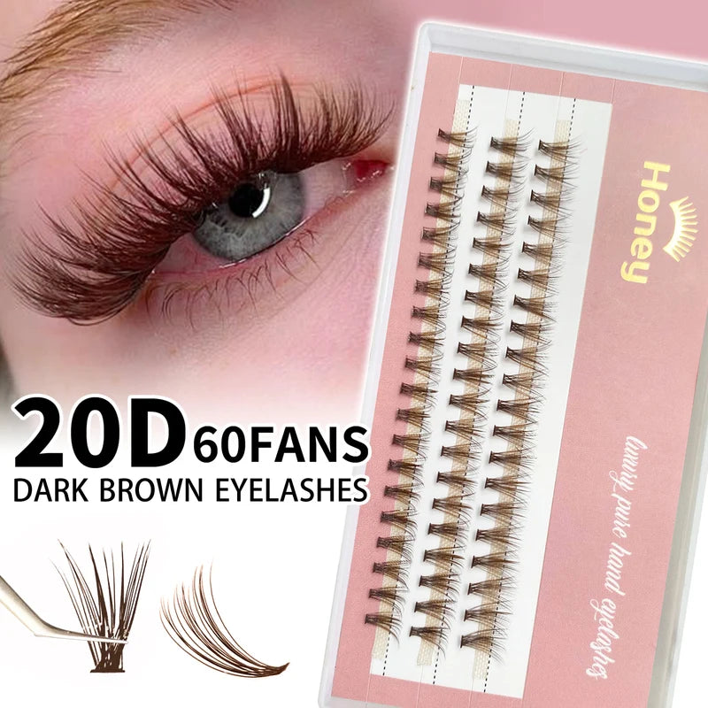 Honey Eyelash Cluster Lashes 20P Volume Fans DIY False Eyelashes