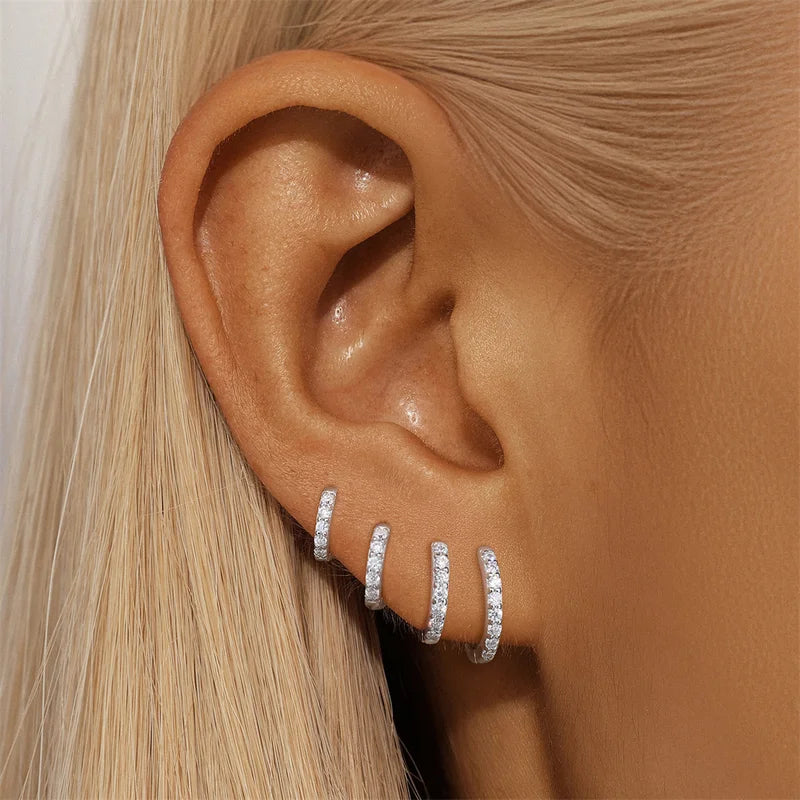 Sterling Silver Moissanite Hoop Earrings for Women Round Circle Jewelry
