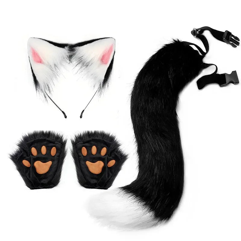 Halloween Cosplay Fox Tail Fox Ears Keychain Costume Accessories Set