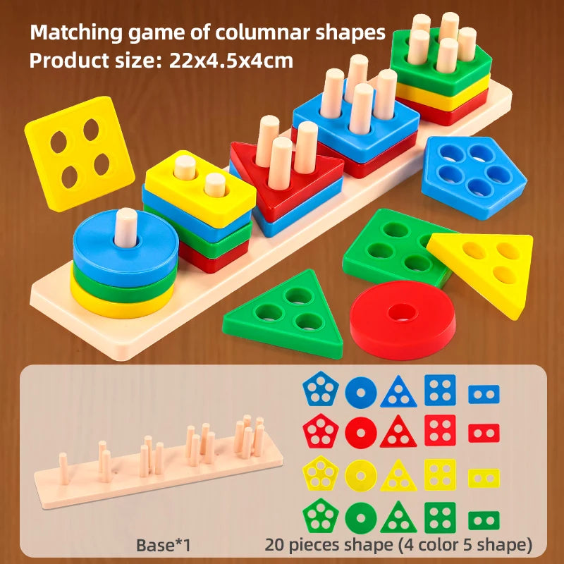 Shape Sorting Stacking Toy for Kids 3+ Montessori Geometric Matching Game