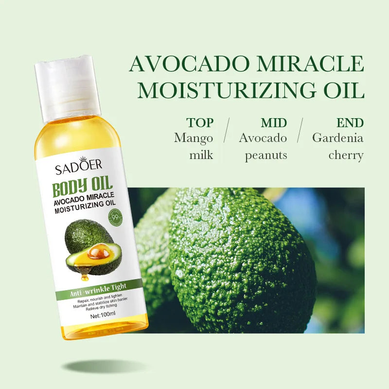 Natural Avocado Almond & Argan Oil for Face Hair & Body Moisturizing Massage Oil